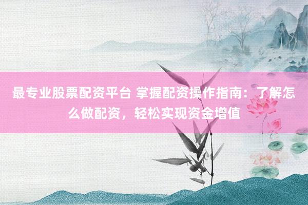 最专业股票配资平台 掌握配资操作指南：了解怎么做配资，轻松实现资金增值
