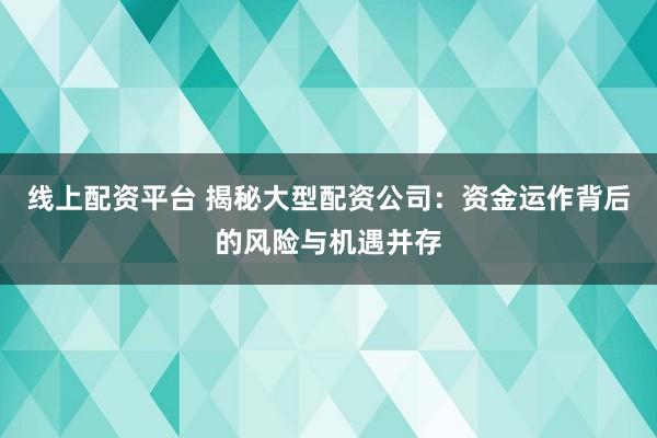 线上配资平台 揭秘大型配资公司：资金运作背后的风险与机遇并存