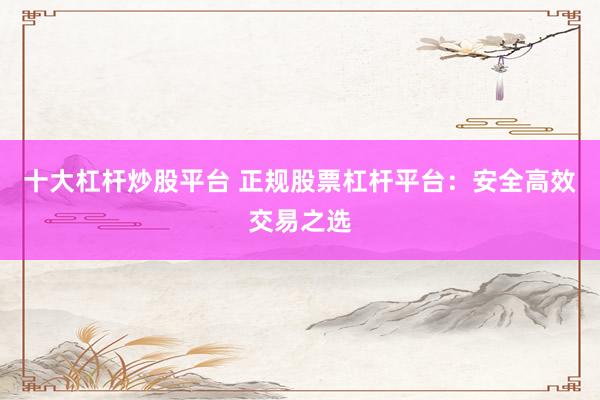 十大杠杆炒股平台 正规股票杠杆平台：安全高效交易之选