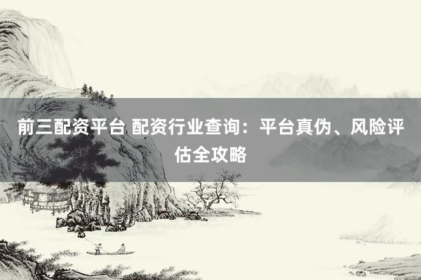 前三配资平台 配资行业查询：平台真伪、风险评估全攻略