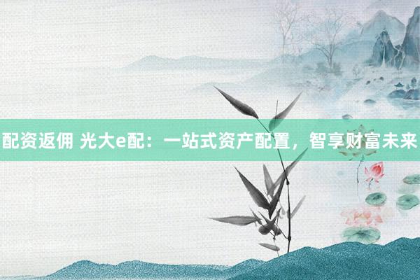 配资返佣 光大e配：一站式资产配置，智享财富未来