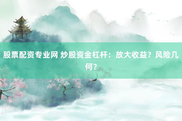 股票配资专业网 炒股资金杠杆:放大收益?风险几何?
